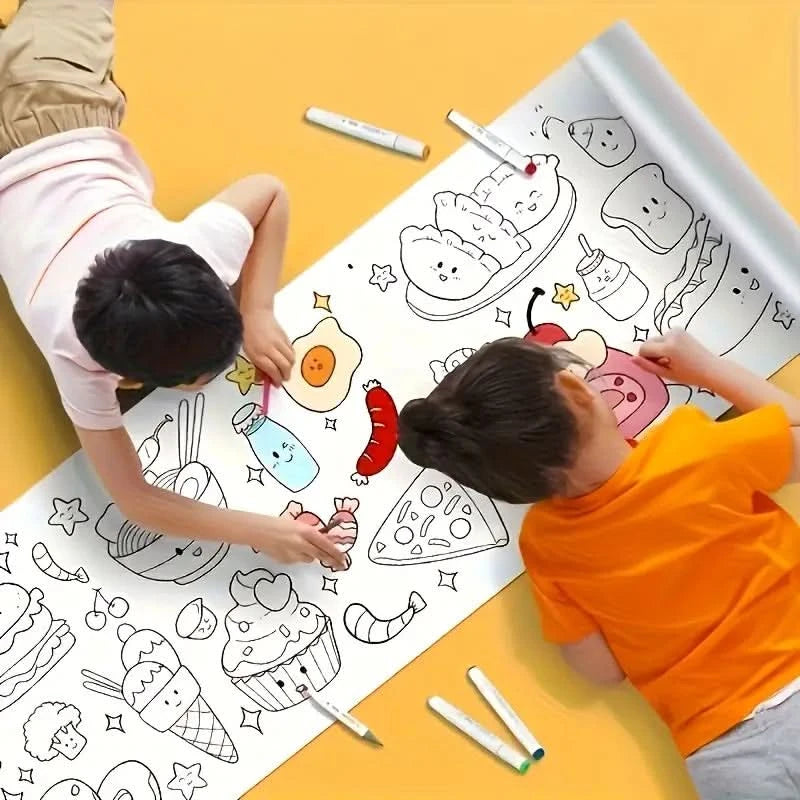 3 Meter Extra-Long Graffiti Drawing Roll — Creative Wall Art Paper for Kids With 10 Color