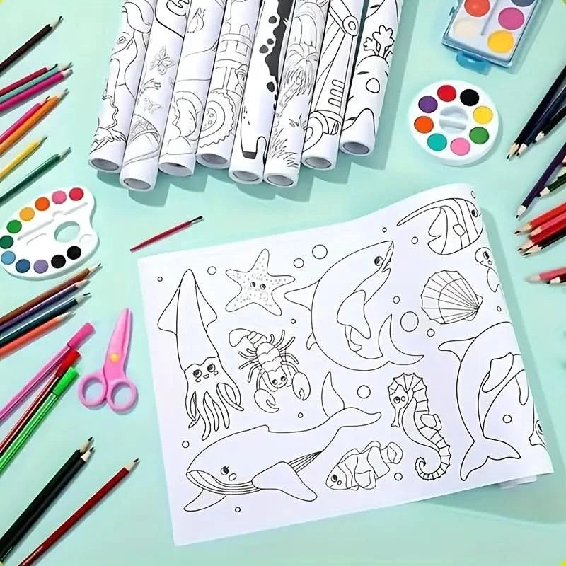 3 Meter Extra-Long Graffiti Drawing Roll — Creative Wall Art Paper for Kids With 10 Color