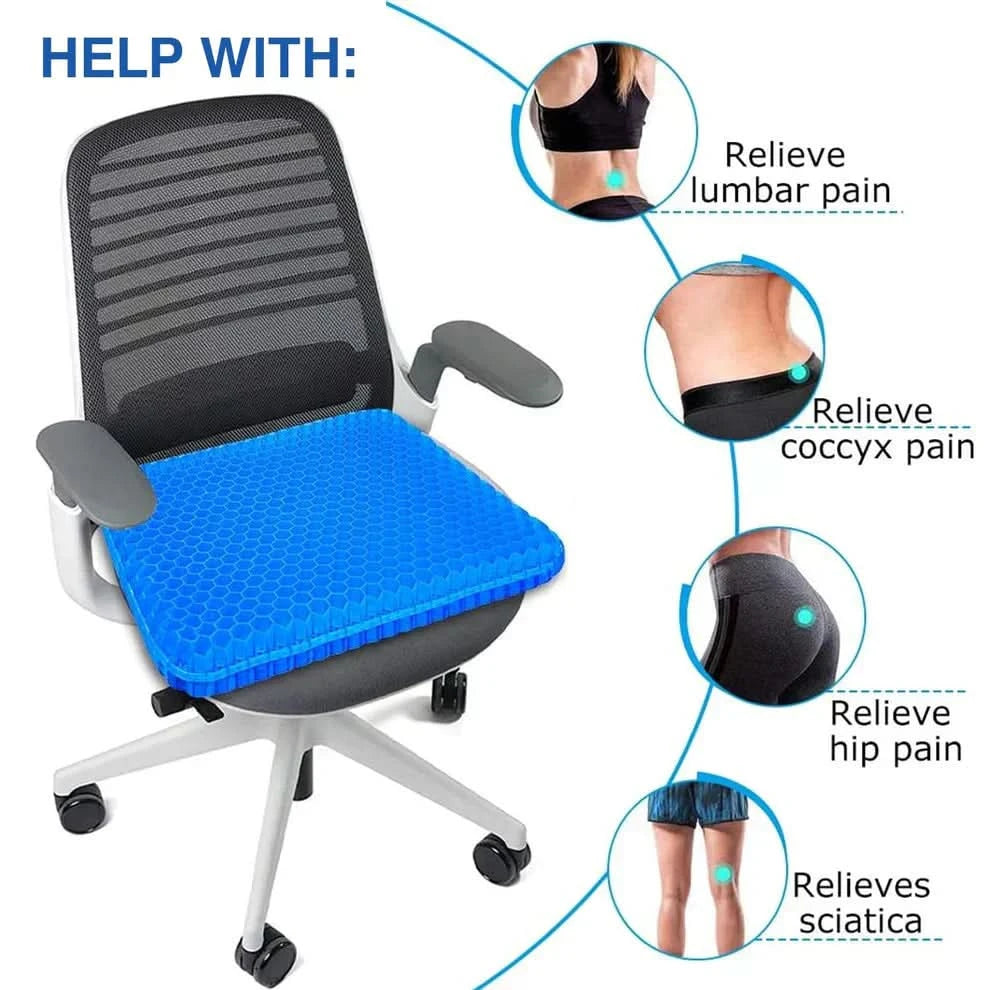 Gel Seat Cushion for Comfort & Support With FREE Black Cover - Pakpick