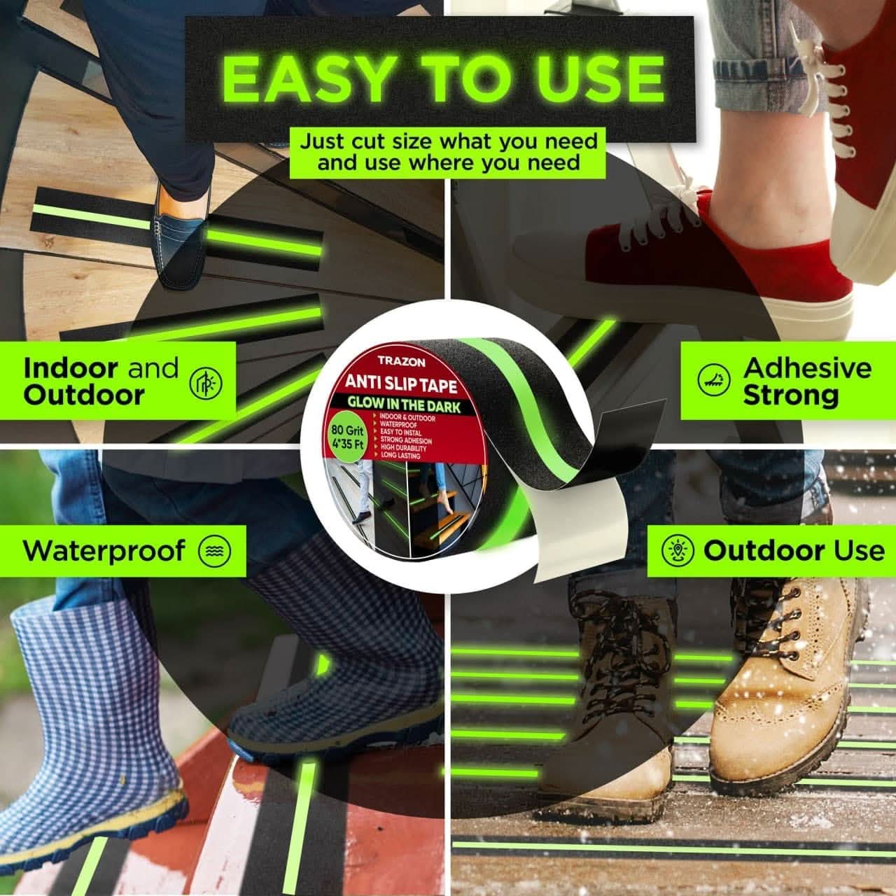 Anti Slip Tape Strong Grip | Waterproof | Glow-in-Dark - Pakpick