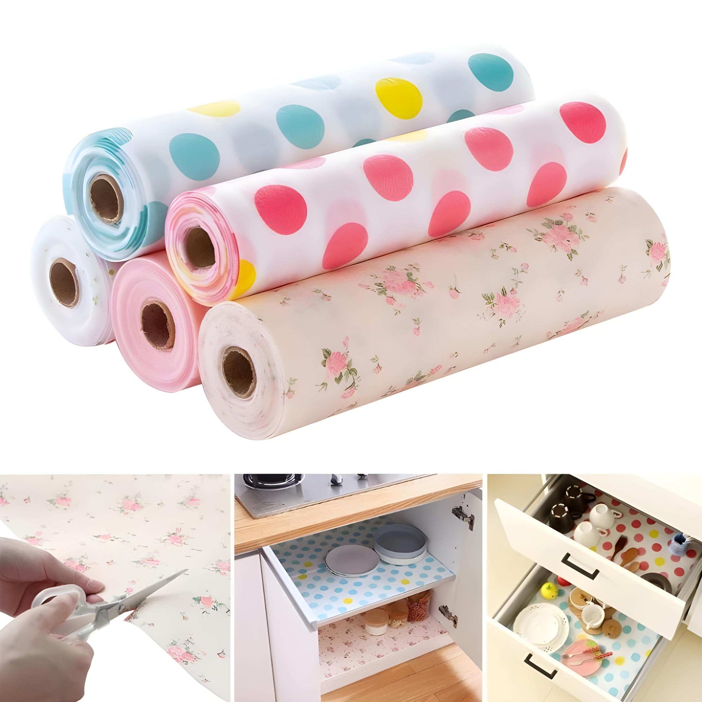 2 Rolls Waterproof Anti Slip Foamic Sheets For Shelves Cupboard Wardrobe Kitchen Cabinet Fridge and Dining Table (Random Design)