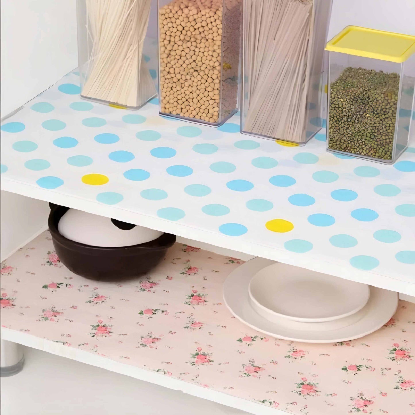 2 Rolls Waterproof Anti Slip Foamic Sheets For Shelves Cupboard Wardrobe Kitchen Cabinet Fridge and Dining Table (Random Design)