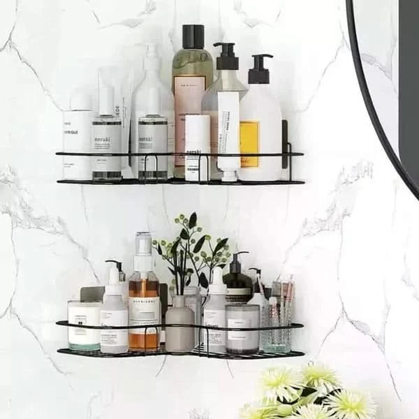 Wall Corner Rack For Bathroom & Kitchen With Hooks.