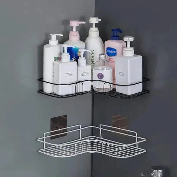 Wall Corner Rack For Bathroom & Kitchen With Hooks.