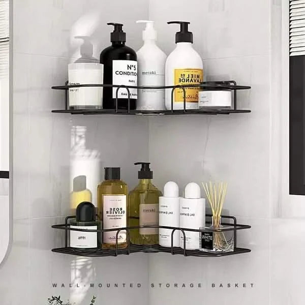 Wall Corner Rack For Bathroom & Kitchen With Hooks.