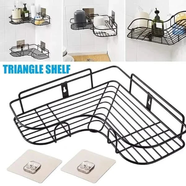 Wall Corner Rack For Bathroom & Kitchen With Hooks.