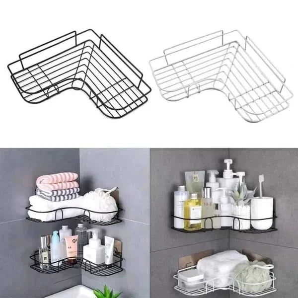 Wall Corner Rack For Bathroom & Kitchen With Hooks.