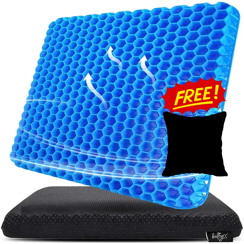 Gel Seat Cushion for Comfort & Support With FREE Black Cover - Pakpick