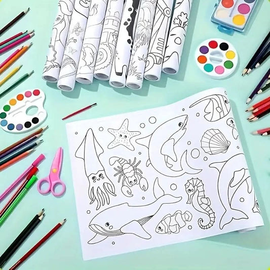 3 Meter Extra-Long Graffiti Drawing Roll — Creative Wall Art Paper for Kids With 10 Color