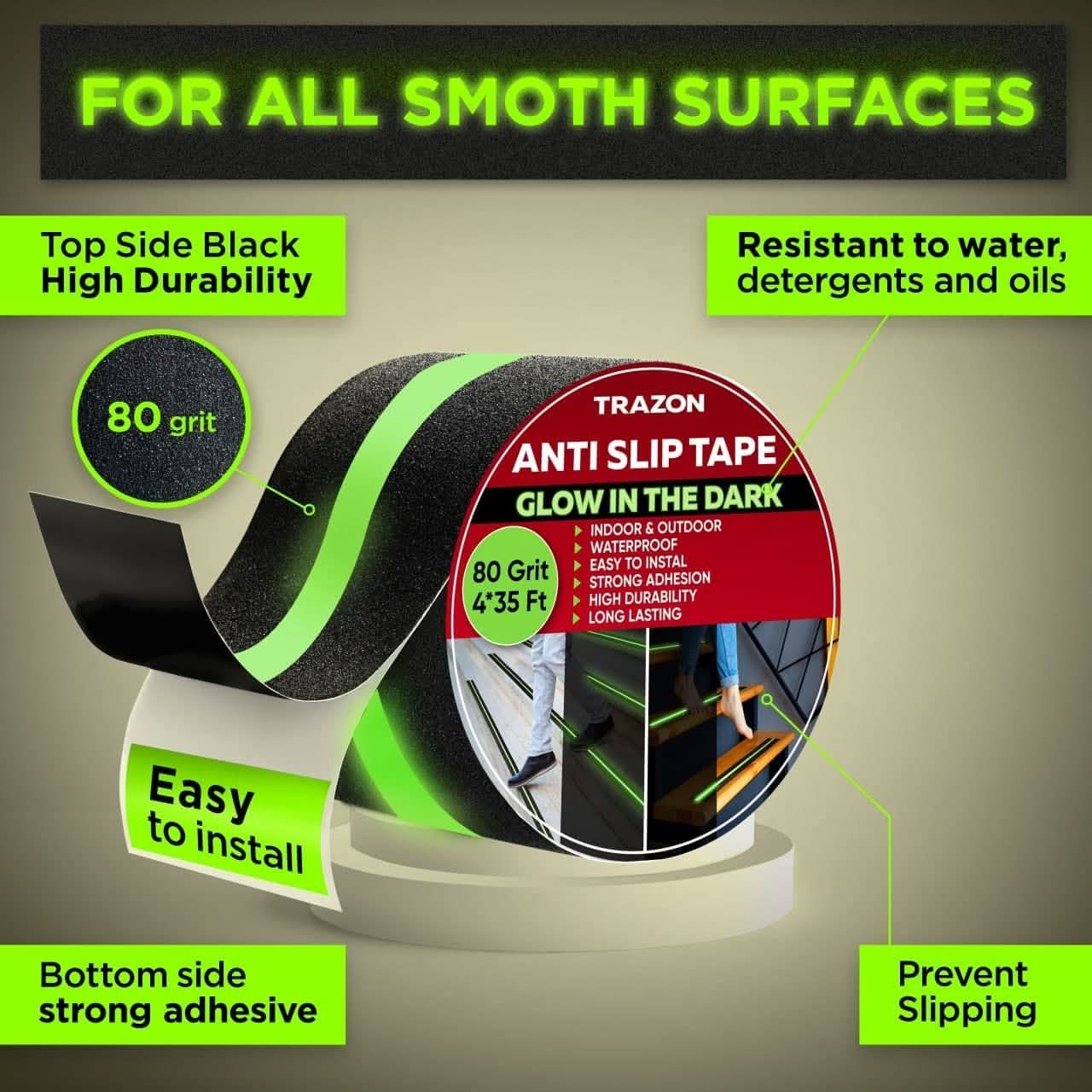 Anti Slip Tape Strong Grip | Waterproof | Glow-in-Dark - Pakpick