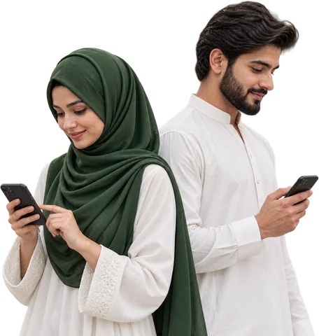 Two PakPick customers ordering on their phones